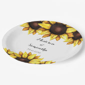 Assiettes En Carton Tournesol Mariage Aquarelle jaune Plaques de papie (Angle)