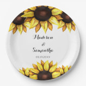 Assiettes En Carton Tournesol Mariage Aquarelle jaune Plaques de papie (Devant)