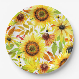 Assiettes En Carton Tournesol Mariage Thanksgiving Diner Plates