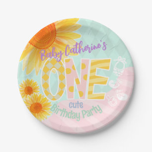Assiettes En Carton Tournesol mignon Premier anniversaire