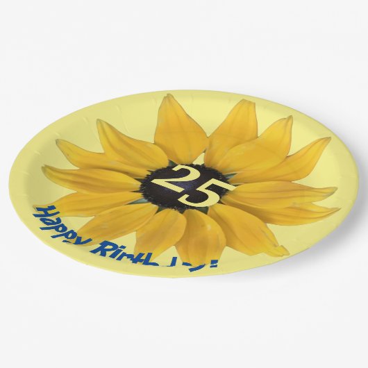 Assiettes En Carton Tournesol modifiable année Anniversaire Plaque pap (Angle)