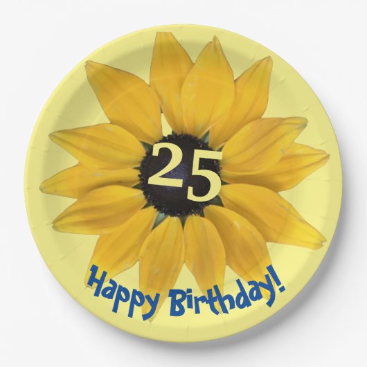 Assiettes En Carton Tournesol modifiable année Anniversaire Plaque pap (Devant)