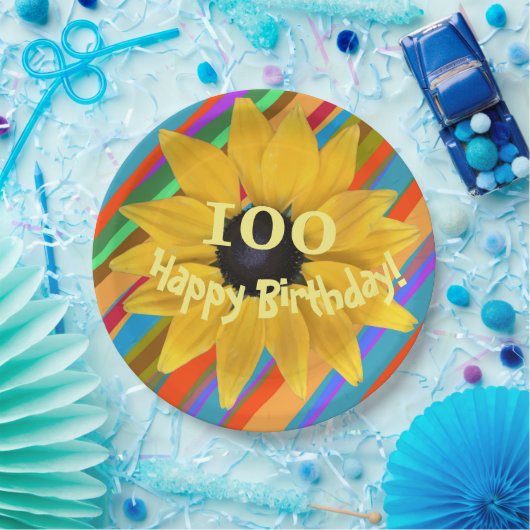 Assiettes En Carton Tournesol modifiable année Anniversaire Plaque pap (Fête)