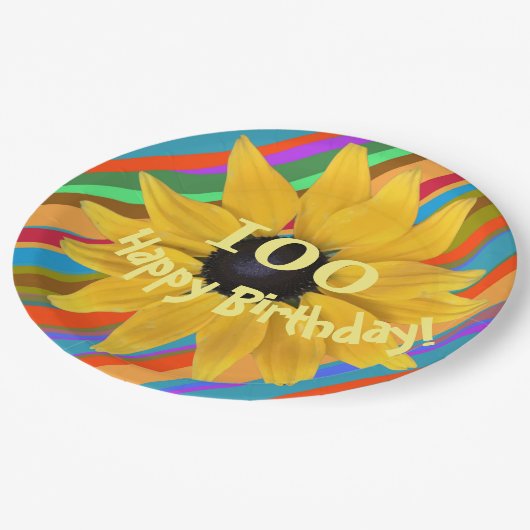 Assiettes En Carton Tournesol modifiable année Anniversaire Plaque pap (Angle)