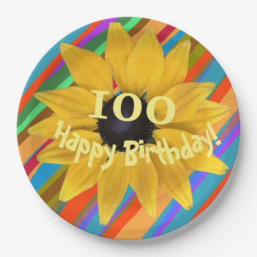 Assiettes En Carton Tournesol modifiable année Anniversaire Plaque pap (Devant)