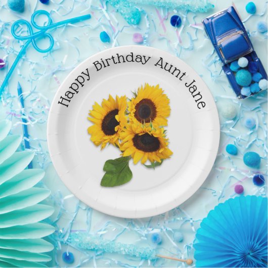 Assiettes En Carton Tournesol personnalisé Plaques papier fête d'anniv (Fête)
