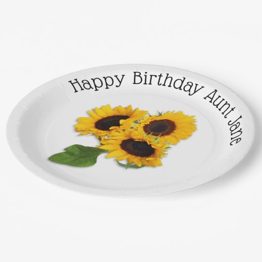 Assiettes En Carton Tournesol personnalisé Plaques papier fête d'anniv (Angle)
