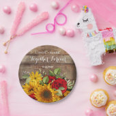Assiettes En Carton Tournesol & Plaques de mariage Roses (Fête)