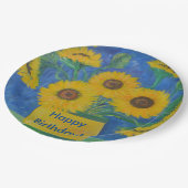 Assiettes En Carton Tournesol renversant de joyeux anniversaire (Angle)