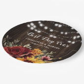 Assiettes En Carton Tournesol Rouge Rose rustique Pays Mariage en bois (Angle)