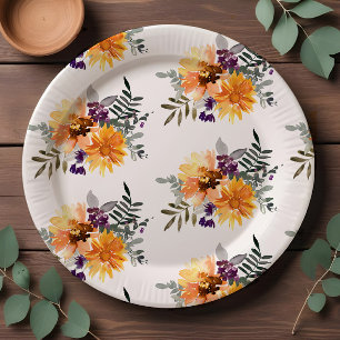 Assiettes En Carton Tournesol Rustique Boho & Aquarelle Fleur sauvage
