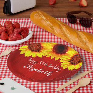 Assiettes En Carton Tournesol Rustique Bois Anniversaire
