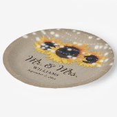 Assiettes En Carton Tournesol Rustique Burlap Mariage (Angle)
