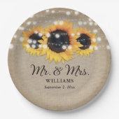 Assiettes En Carton Tournesol Rustique Burlap Mariage (Devant)