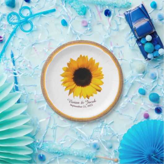 Assiettes En Carton Tournesol rustique et Mariage Burlap (Fête)