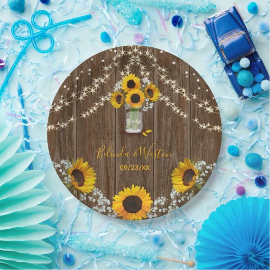Assiettes En Carton Tournesol rustique et Mariage Mason Jar (Fête)
