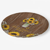 Assiettes En Carton Tournesol rustique et plaque de papier Mariage Mas (Angle)