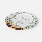 Assiettes En Carton Tournesol rustique et plaques Mariages Roses (Angle)