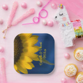 Assiettes En Carton Tournesol sur Mariage bleu (Fête)