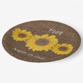 Assiettes En Carton tournesol trio en burlap look - mariage rustique (Angle)