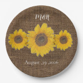 Assiettes En Carton tournesol trio en burlap look - mariage rustique (Devant)