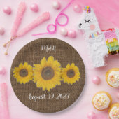 Assiettes En Carton tournesol trio en burlap look - mariage rustique (Fête)