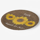 Assiettes En Carton tournesol trio en burlap look - mariage rustique (Angle)