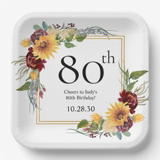 Assiettes En Carton Tournesols 80e anniversaire (Recto)