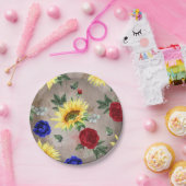 Assiettes En Carton Tournesols - Bourgogne et bleu marine Automne rust (Fête)