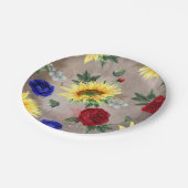 Assiettes En Carton Tournesols - Bourgogne et bleu marine Automne rust (Angle)