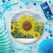 Assiettes En Carton Tournesols dans l'abondance art numérique imprimé  (Fête)