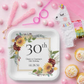 Assiettes En Carton Tournesols du 30e anniversaire (Fête)