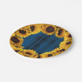 Assiettes En Carton Tournesols rustiques Marine Bleu Grange Bois (Angle)