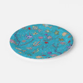 Assiettes En Carton Tourquoise Fish Pattern (Angle)