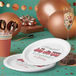 Assiettes En Carton Tous à bord du train à vapeur Noël Anniversaire