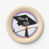 Assiettes En Carton Tous les Américains - Rouge Blanc & Bleu (Devant)