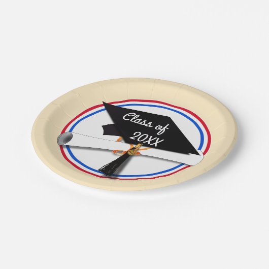 Assiettes En Carton Tous les Américains - Rouge Blanc & Bleu (Angle)