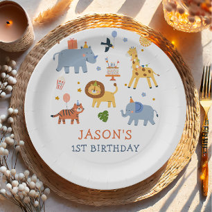 Assiettes En Carton Tous les animaux de fête Safari Zoo Anniversaire