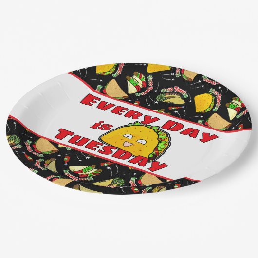 Assiettes En Carton Tous les jours est mardi Taco (Angle)