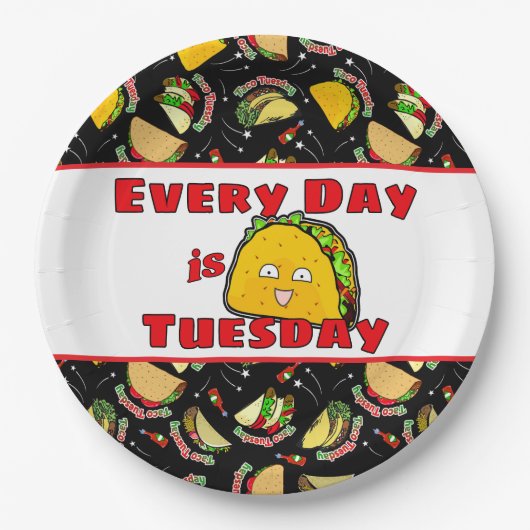 Assiettes En Carton Tous les jours est mardi Taco (Devant)