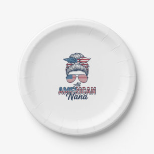 Assiettes En Carton Tout à fait Américaine Nana Messy Bun Patriotique