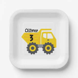 Assiettes En Carton Tout âge Anniversaire Enfants Jaune Camion Camion 