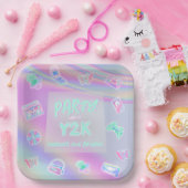 Assiettes En Carton TOUT AGE Y2K iridescendance rainbow fête d'anniver (Fête)