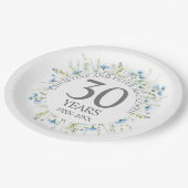 Assiettes En Carton Tout Anniversaire de fleurs bleues Mariages (Angle)
