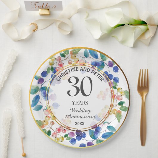 Assiettes En Carton Tout Anniversaire Mariage (30) Berries à cadre d'o (Mariage)