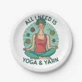Assiettes En Carton Tout ce dont j'ai besoin est Yoga et Yarne Phrase (Devant)