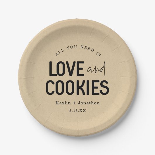 Assiettes En Carton Tout ce dont vous avez besoin est Love & Cookies (Devant)