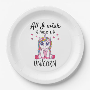 Assiettes En Carton Tout ce que je souhaite est une Licorne