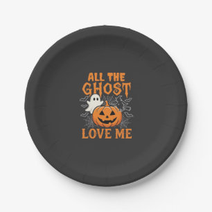 Assiettes En Carton Tout les fantômes m'aiment Halloween Design_1