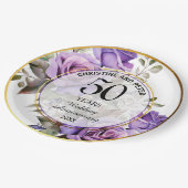 Assiettes En Carton Tout Mariage (50) Gold Frame Roses Anniversaire (Angle)